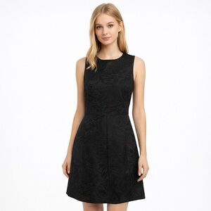Theory Black Floral Jacquard Sleeveless Mini Dress Size 2 Fit & Flare‎ Cocktail
